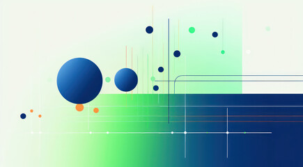 Lines and circles with green and blue gradients	