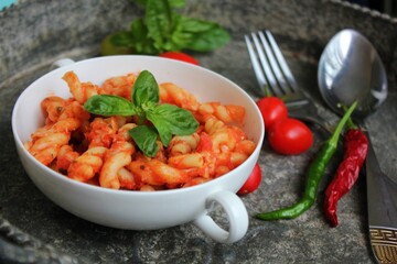 Close-up on pasta dish