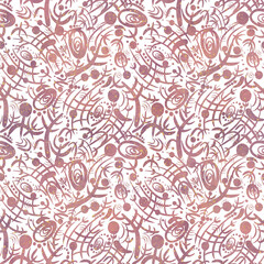 Abstract seamless pattern on transparent background. Paper texture, pink watercolor stains and splashes of golden glitter on pattern. (pattern: sp04b)