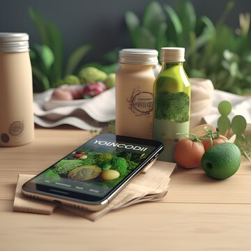 Organic Health Products: An Eco-friendly Marketplace Concept. Symbolizing the Future of Online Shopping. Emphasis on Sustainability, Wellness, and User-friendly Interfaces in the Generative AI