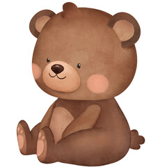 Fototapeta premium Watercolor Woodland Cute Teddy Bear 