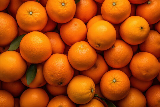 Ripe and fresh oranges, healthy fruit background