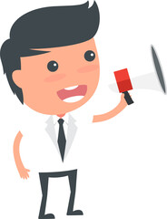 Businessman with a Megaphone. Character Illustration