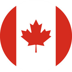 Canada Flag Round Icon - obrazy, fototapety, plakaty