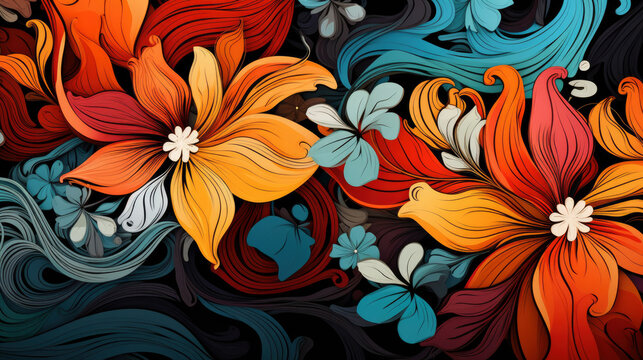 Colorful Flower Pattern Wallpaper Background