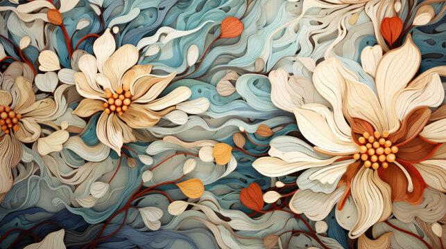 Colorful Flower Pattern Wallpaper Background