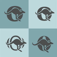Initials Logo Design Number 0, Kangaroo Logo Design Concept