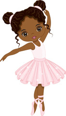 Vector Beautiful African American Ballerina Dancing