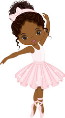 Vector Beautiful African American Ballerina Dancing