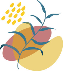 Abstract Botanical Illustration with Earthy Tones and Organic Shapes