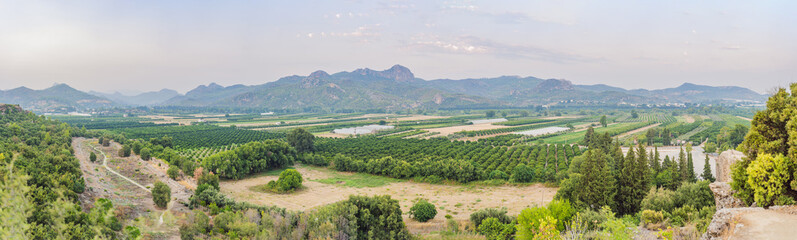 Aspendos Ancient City. Aspendos acropolis city ruins, cisterns, aqueducts and old temple. Aspendos Antalya Turkey. turkiye