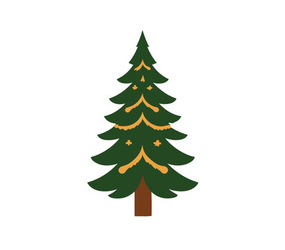 Decorated Pine Tree image creative symbol cartoon vector PNG design