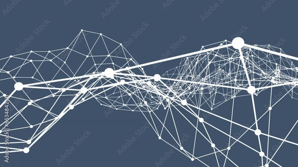 Poster gray-blue background or screensaver for a montage of polygonal lines and dots. dynamic grid. renderi