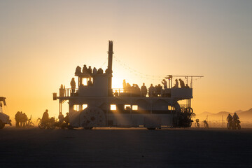 Burning Man Art Car at Sunrise 