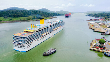 Vessels Crossing the Panama Canal in Court Gaillard