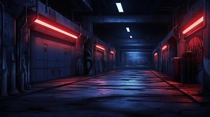 Cyberpunk underground tunnel