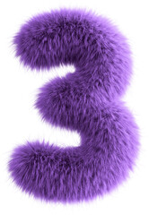 Purple 3D Fluffy Number Three