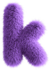 Fototapeta premium Purple 3D Fluffy Letter K