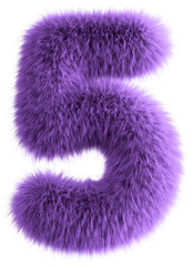 Purple 3D Fluffy Number Five