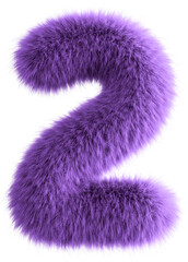 Purple 3D Fluffy Number Two