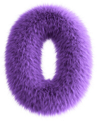 Purple 3D Fluffy Number Zero