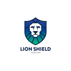 Lion head in a heraldic shield Logo Symbol Design Template Flat Style Vector