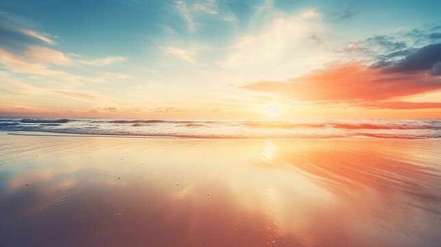Beautiful sunrise or sunset over the tropical beach.AI generated image