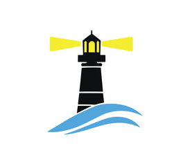 Lighthouse beacon sea tower view illustration vector PNG image