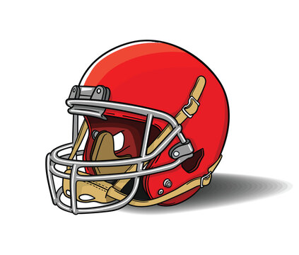 Realistic American football helmet. Equipment for protection of player.  Vector sport illustration on transparent background.