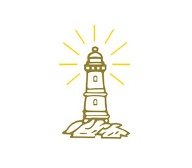 Lighthouse beacon sea tower view illustration vector PNG image