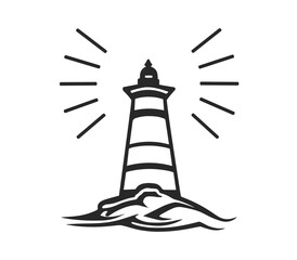 Lighthouse beacon sea tower view illustration vector PNG image