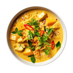 A Bowl of Thai Yellow Curry Isolated on a Transparent Background - obrazy, fototapety, plakaty