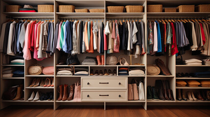 Large wardrobe filled with clothes