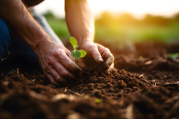  expert hand of farmer checking soil health before growth a seed of vegetable or plant seedling agriculture gardening business or ecology concept  - obrazy, fototapety, plakaty