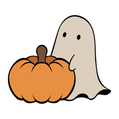 halloween ghost and pumpkin