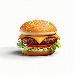 Hamburger cheese burger 3D render minimalist