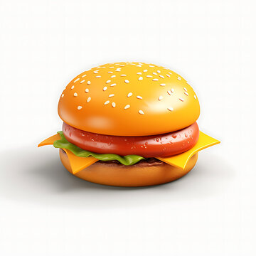 Hamburger cheese burger 3D render minimalist