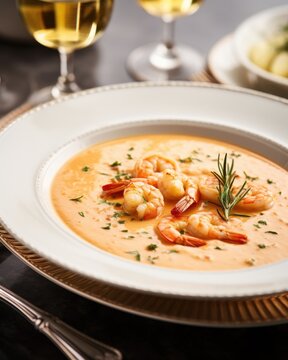 Discover the epitome of elegance in this carefully crafted bisque plump shrimp and lobster dancing harmoniously in a velvetysmooth broth, heightened by delicate undertones of thyme and bay