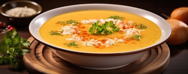 A true delight for seafood enthusiasts, this lobster bisque combines the essence of fresh lobster with a carefully crafted broth, carrying hints of herbs and es, resulting in a supreme gastronomic