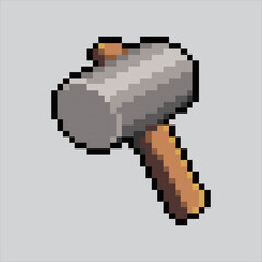 Obraz premium Pixel art hammer. Pixelated Hammer. Hammer icons background pixelated for the pixel art game and icon for website and video game. old school retro.