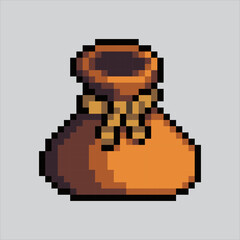 Fototapeta premium Pixel art Sack gold. Pixelated sack money. Reward sack coin gold and money icons background pixelated for the pixel art game and icon for website and video game. old school retro.
