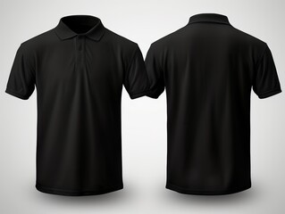 plain black polo shirt mockup design. front and rear view. isolated on transparent background | Generative AI