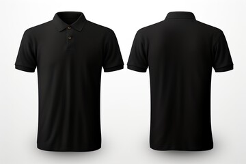 plain black polo shirt mockup design. front and rear view. isolated on transparent background | Generative AI