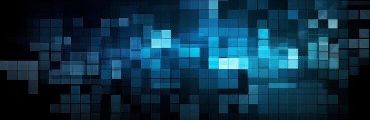 Abstract blue background for design with lines and squares, 3d effect, Web banner, Wide, Panoramic, Texture, Geometric shape