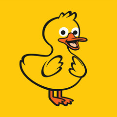 cute cartoon yellow duck smiling happily