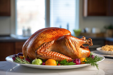 Thanksgiving Day Turkey Platter on Kitchen Counter