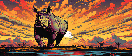 絶滅危惧種　クロサイ｜Black rhino Endangered species Generative AI