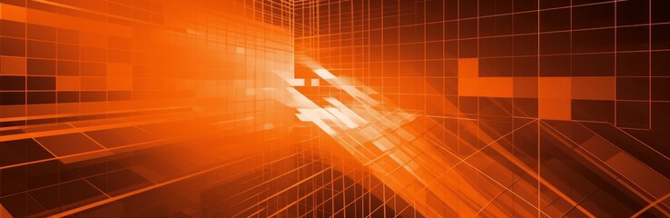 Abstract orange background for design with lines and squares,3d effect, Web banner, Wide, Panoramic, Texture, Geometric shape