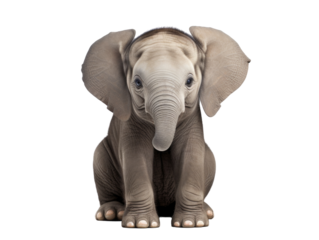 Baby elephant on isolated transparent background