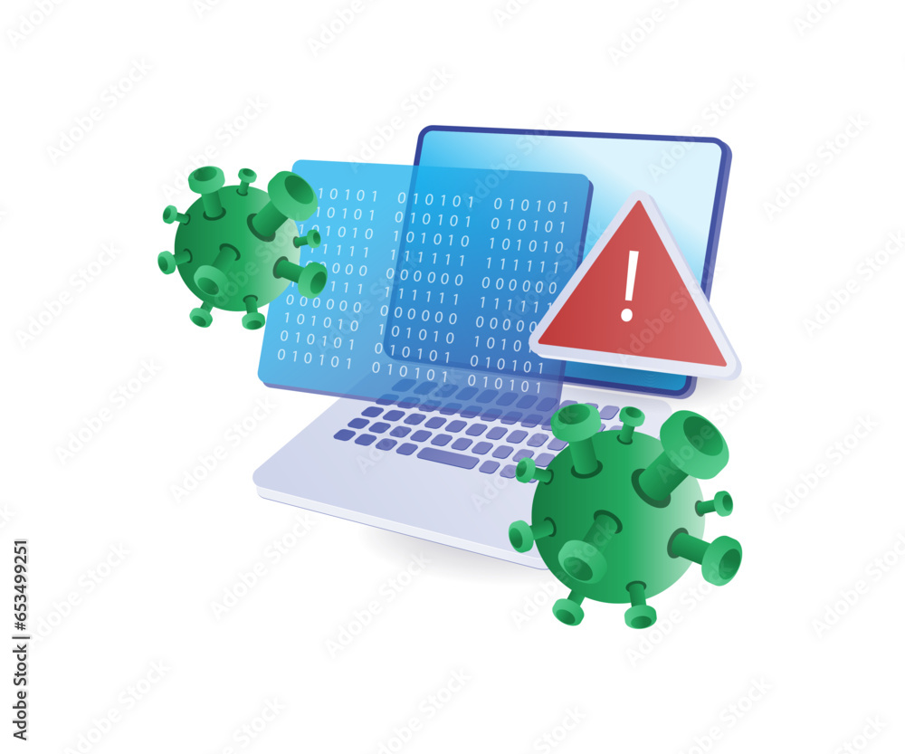Poster computer data is infected with malware viruses